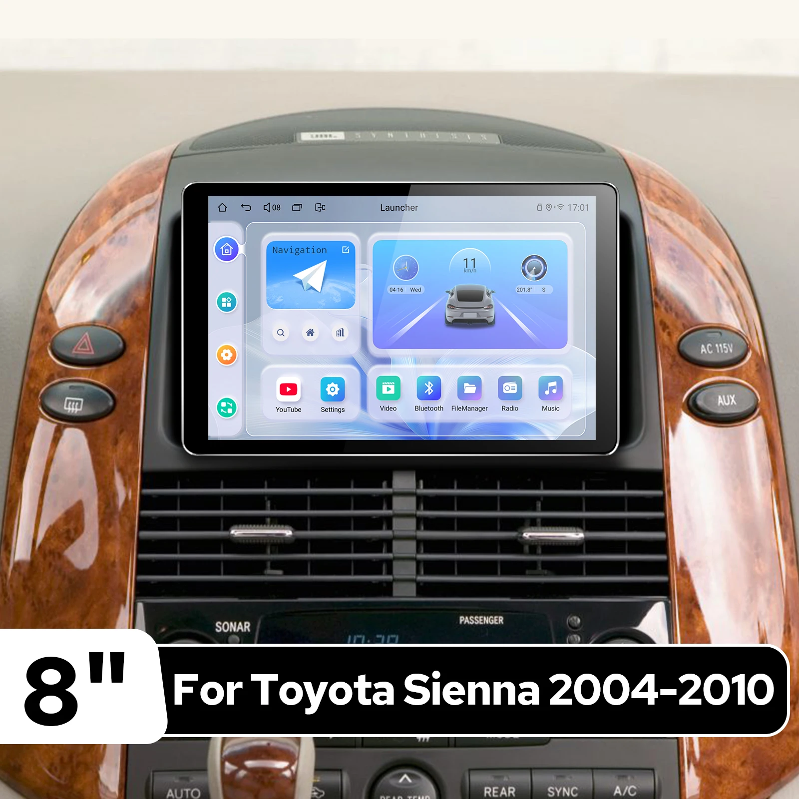 JOYING 8 Zoll Android Autoradio für Toyota Sienna 2004 2005 2006 2007 2008 2009 2010 Haupteinheit Kabelloses CarPlay Android Auto