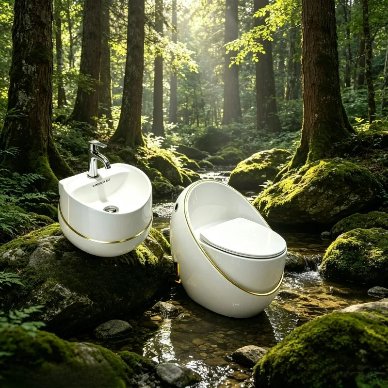Creative egg small apartment toilet, household deodorant siphon large diameter personalized toilet wc