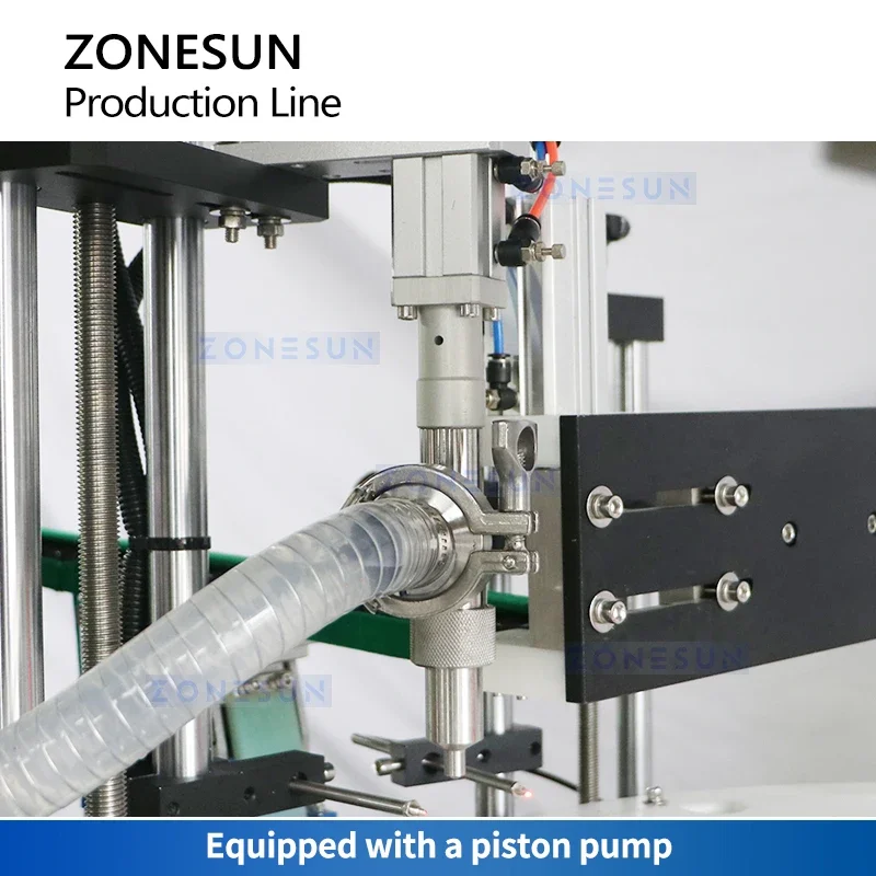 ZONESUN Automatic liquid bottle Filling Capping Labeling Packaging Line Piston Pump Filler Round Bottle Capper Labeler ZS-AFCL3