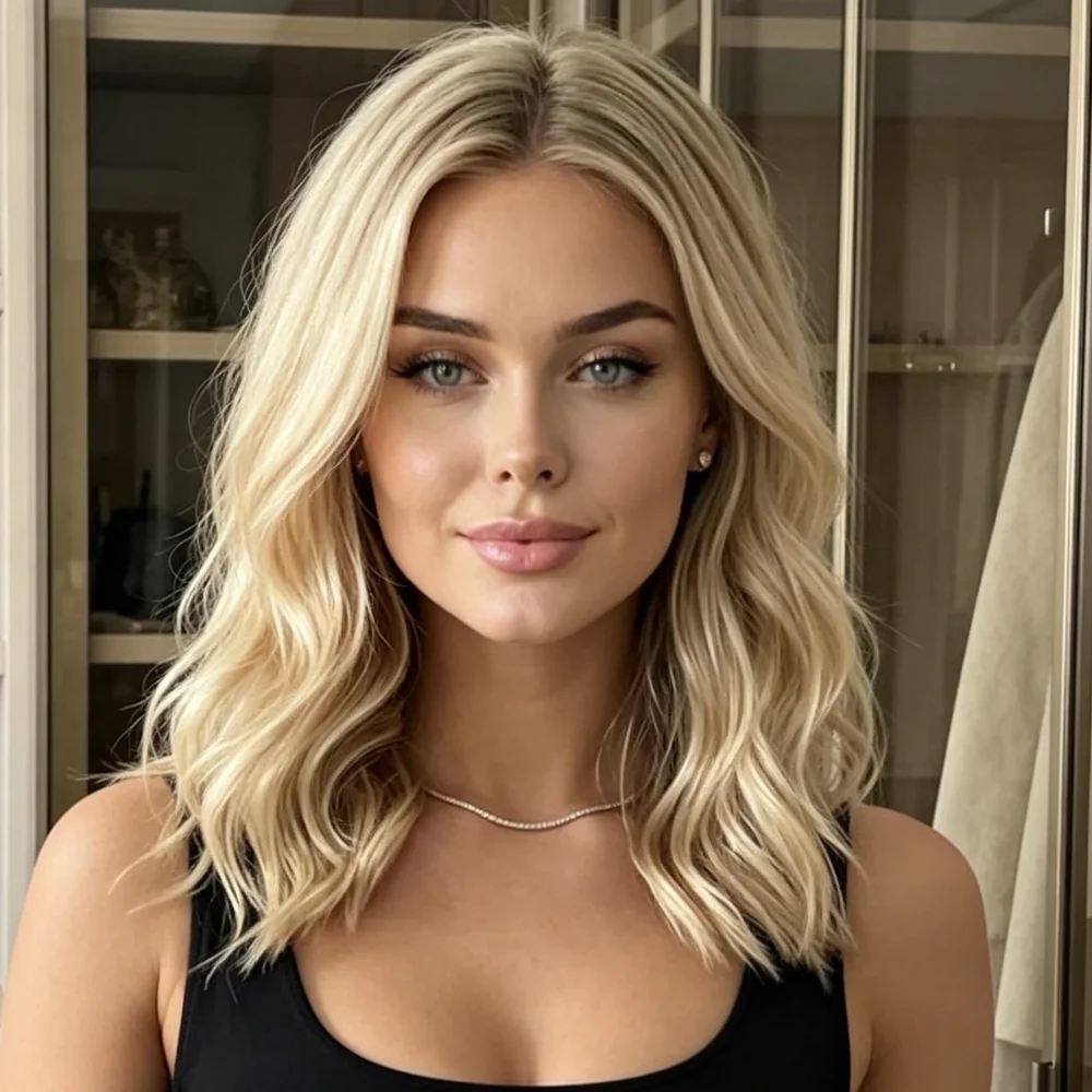 Natural Wave 24Inch Glueless Highlight Blonde HD Lace Front Wig For Women Pre Plucked Transparent Lace Heat Resistant Daily