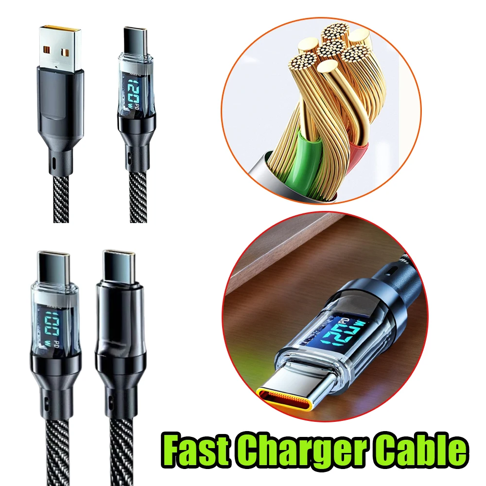 Smart Display USB C Cable Super Fast Charging Type C Cable for iPhone 15 Pro Max Huawei OPPO Xiaomi Samsung and More Phone
