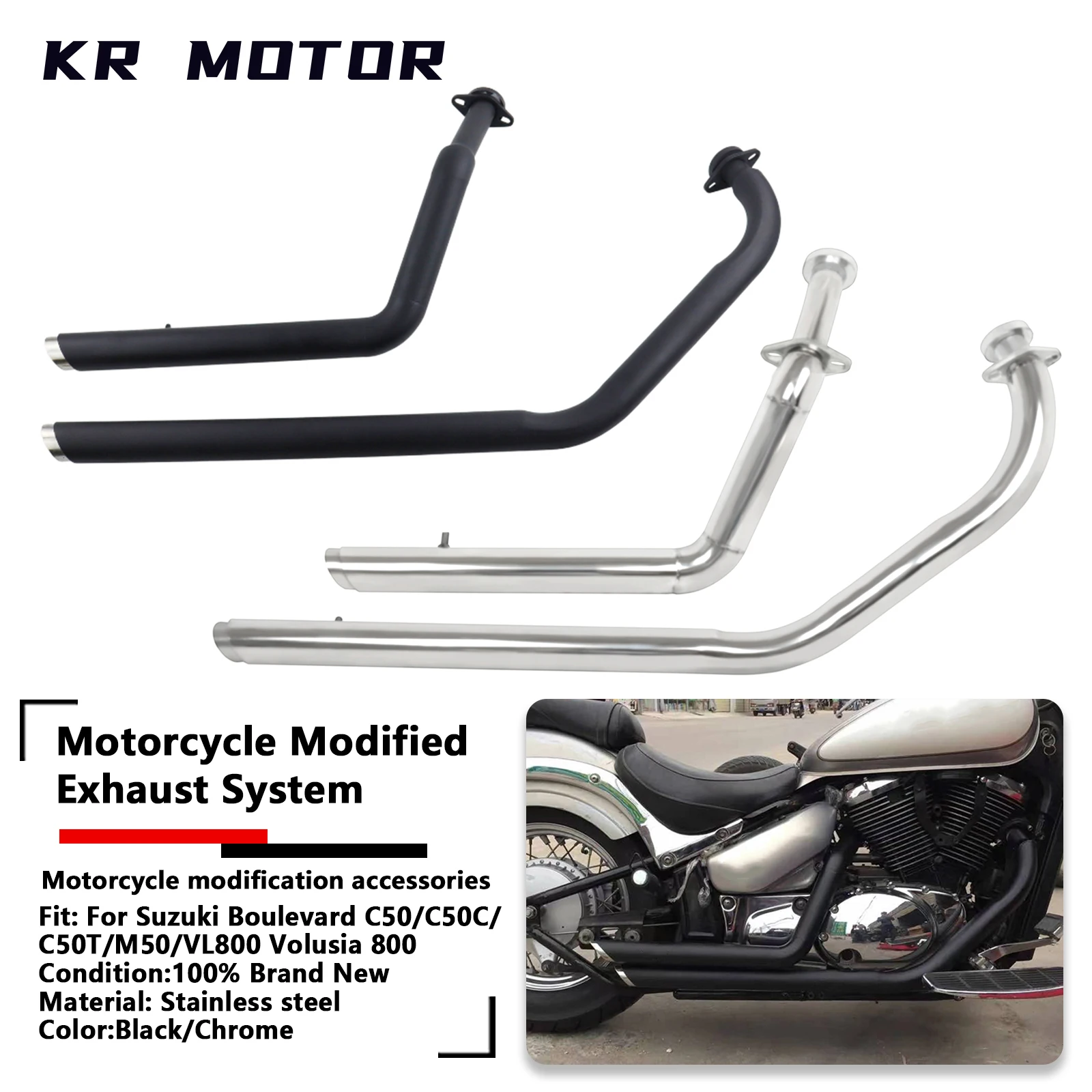 

For Suzuki Boulevard C50/C50T/C50C/M50/VL800 Volusia 800 2001-2014 Motorcycle Handmade Muffler Full Exhaust System Exhaust Pipes
