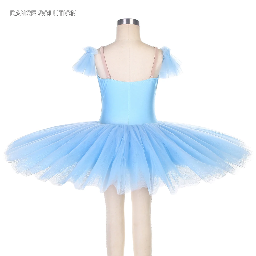 Sky Blue Spandex Bodice Ballet Pancake Tutu Women Ballerina Stage Show Performance Ourfit for Girls Competition Clothes BLL003