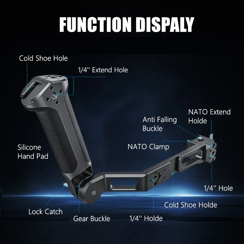 For DJI RS5 RS4 RS3/Pro/Mini RCS 2 Gimbals Stabilizer Alloy Sling Handle Grip with NATO Clamp,Ergonomic Grip for Low Angle Shot