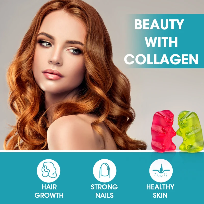 BBEEAAUU Vitamin C Collagen Biotin Gummies for Skin,Nails and Hair Health Strengthen and Nourish Hair & Skin Beauty Health Food