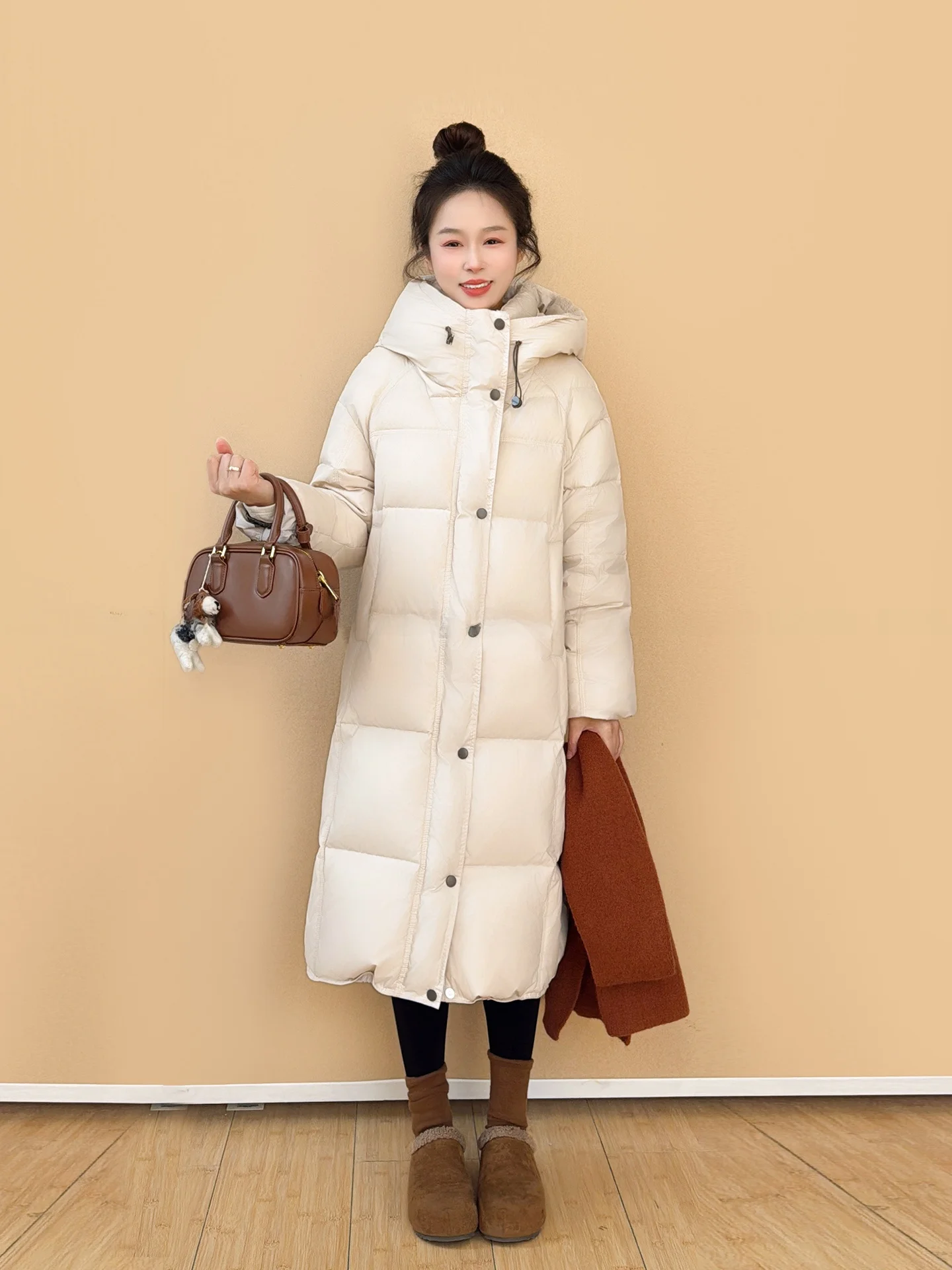 

Korean Sle Hooded Du down Jaet Women's Winter Warm Faion Outerwear Small Size Ladies' Commuter Sle Loose Fit