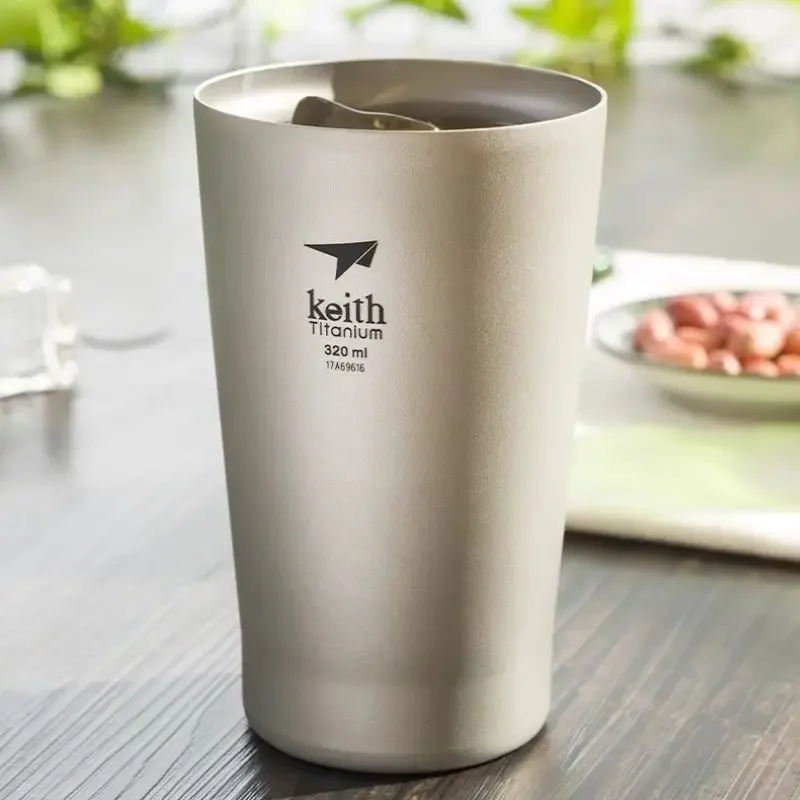 

Титановые пивные кружки Keith с двойными стенками, изоляционные посуды для напитков, уличные кофейные чашки для кемпинга и пешего туризма, сверхлегкая дорожная кружка 320 мл Ti9221