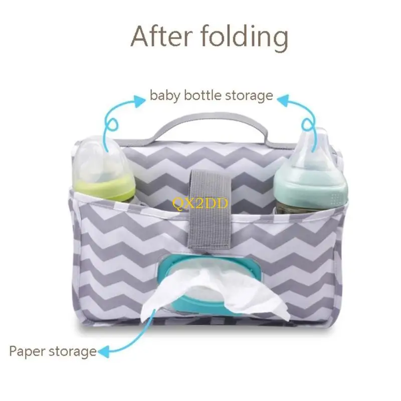 QX2D Lightweight Stroller Wet Wipes Holder Handy Storage Bag Newborn Nappy Changing Mat Bottle Holder Practical Storage Bag