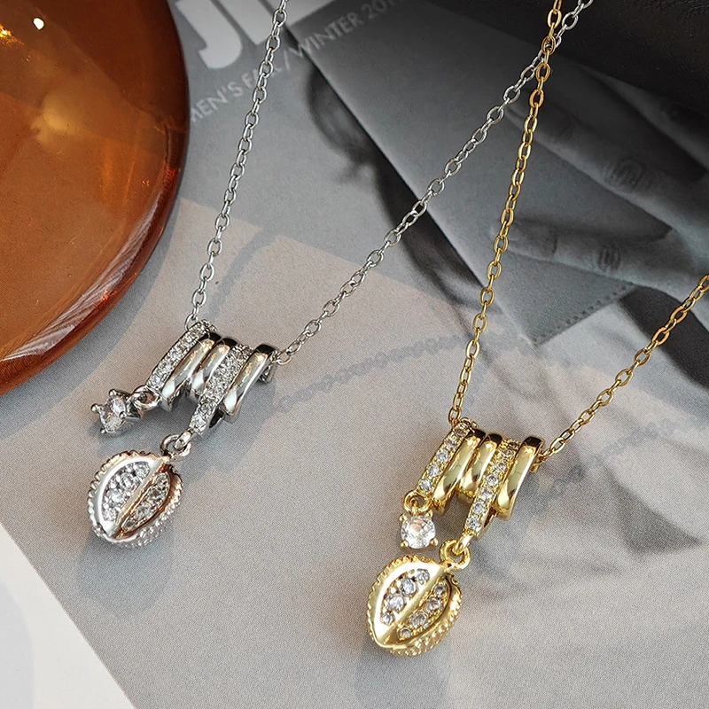ANENJERY 316L Stainless Steel Pineapple Durian Fruit Pendant Necklace For Women Special Clavicle chain Jewelry Gift Wholesale