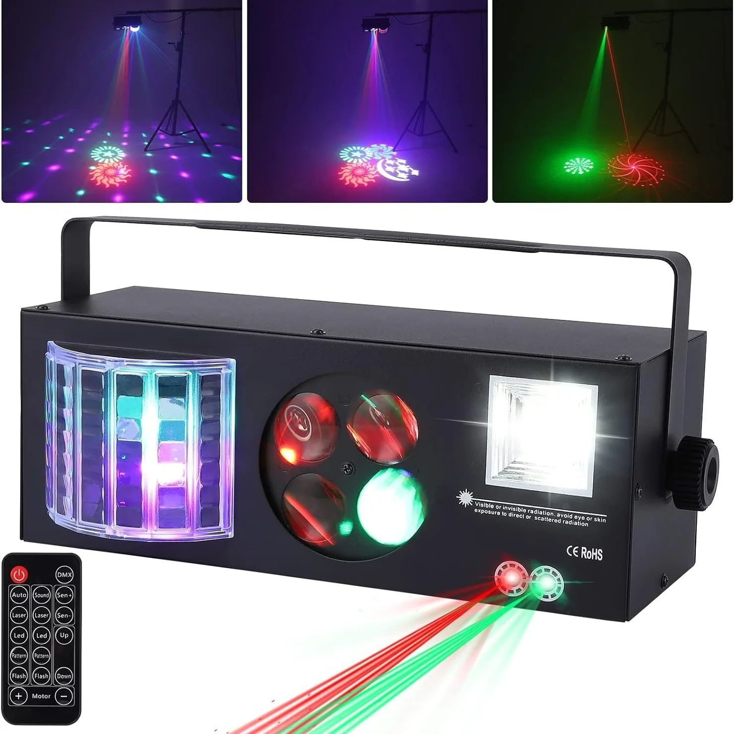 New Four-In-One Stage Laser Butterfly Light, Sound-Controlled Flashing Pattern Projection Light, Ktv Flash Light, Dmx Control Desk Light