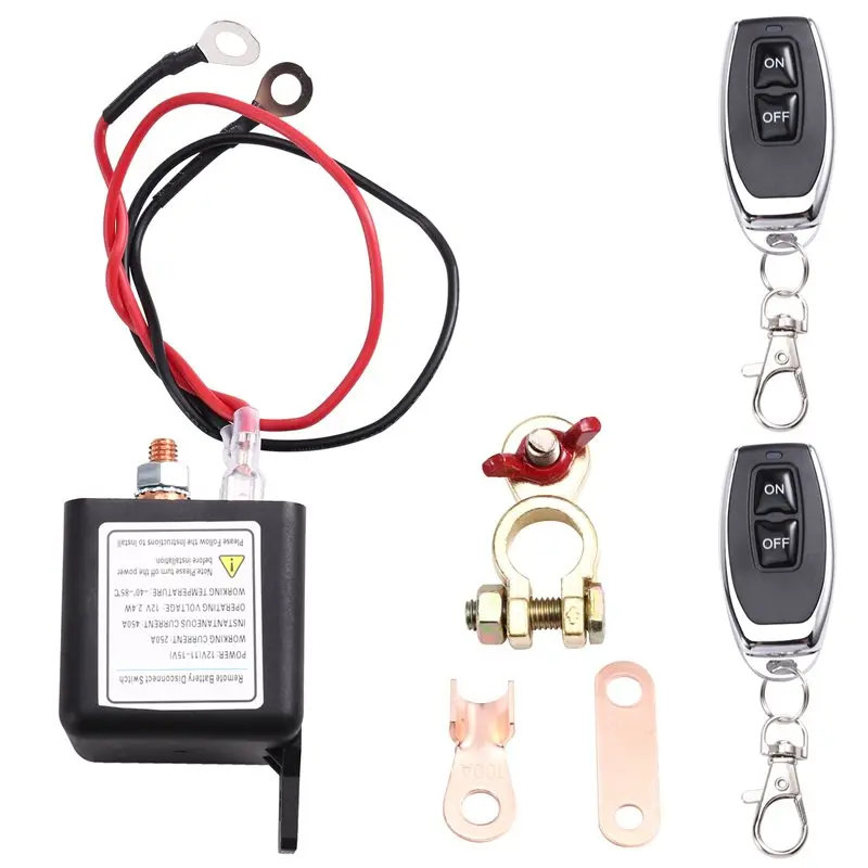 Y44A Remote Power Off Switch 12V 250A, Battery Disconnect Control Kit, Long Distance Prevent Battery Drain, Car Truck