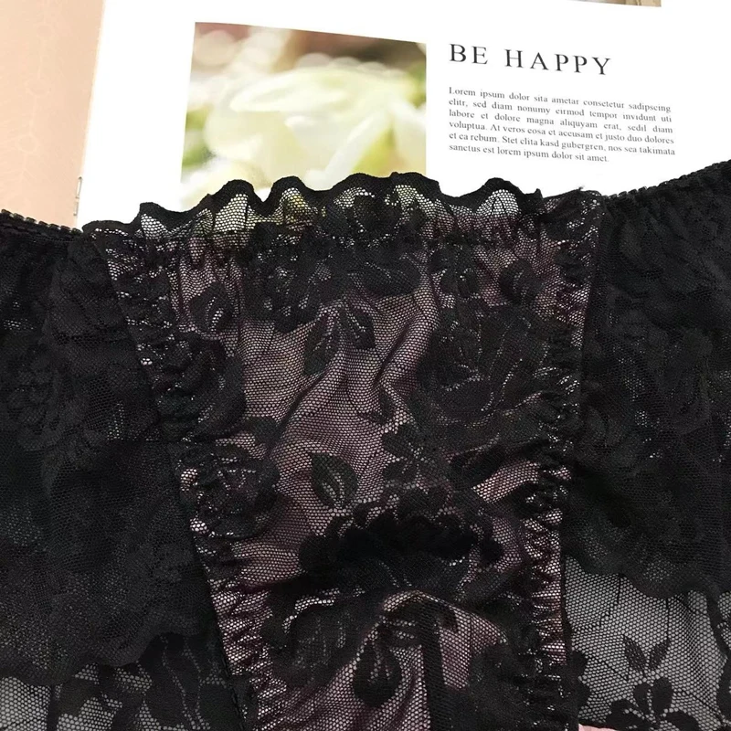 Sissy Male Gay Underwear Crossdress Briefs Panties Men Lace Frill Underpants Sexy Flower Mens Underwear