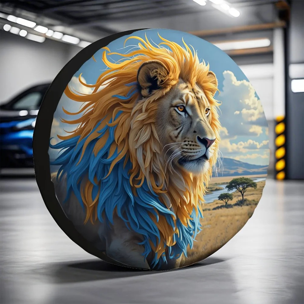 

Majestic Lion Head Tire Cover Durable Polyester Spare Wheel Protector for SUV