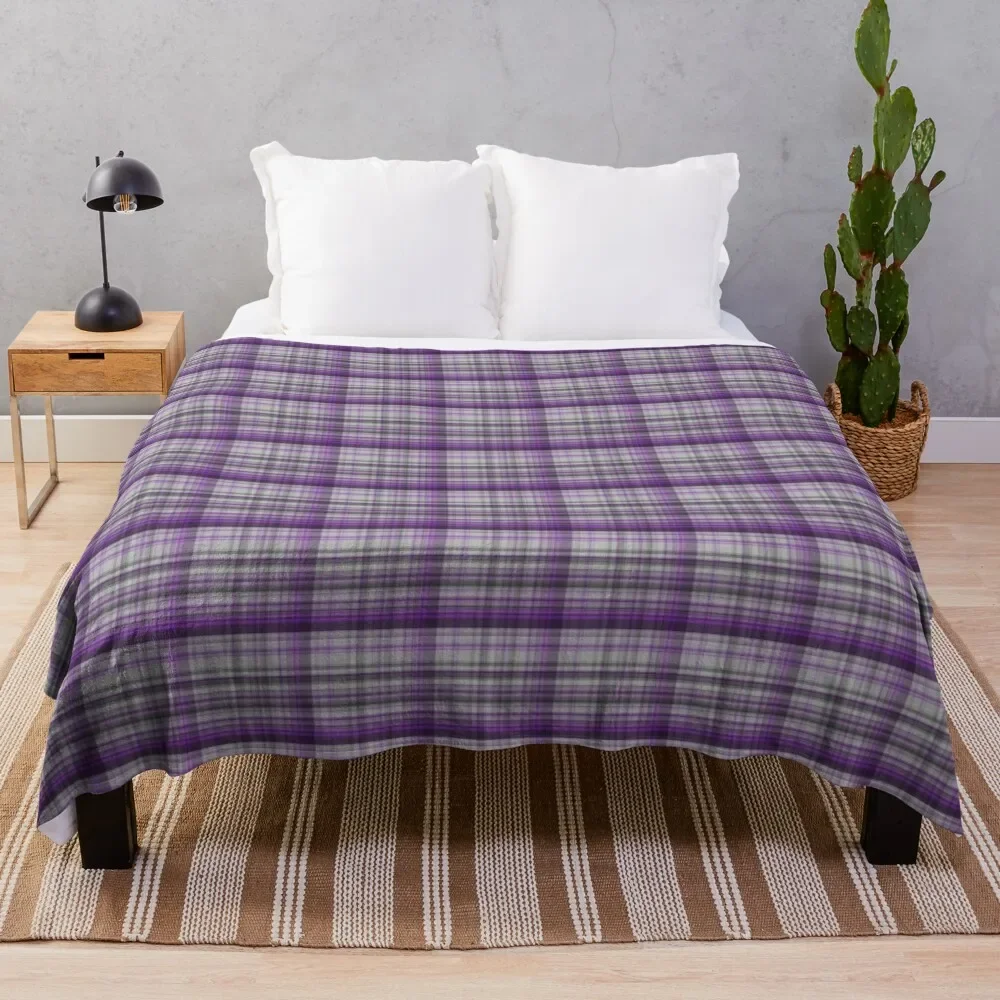 

Tartan - Purple and grey Throw Blanket sofa bed Plaid Blankets