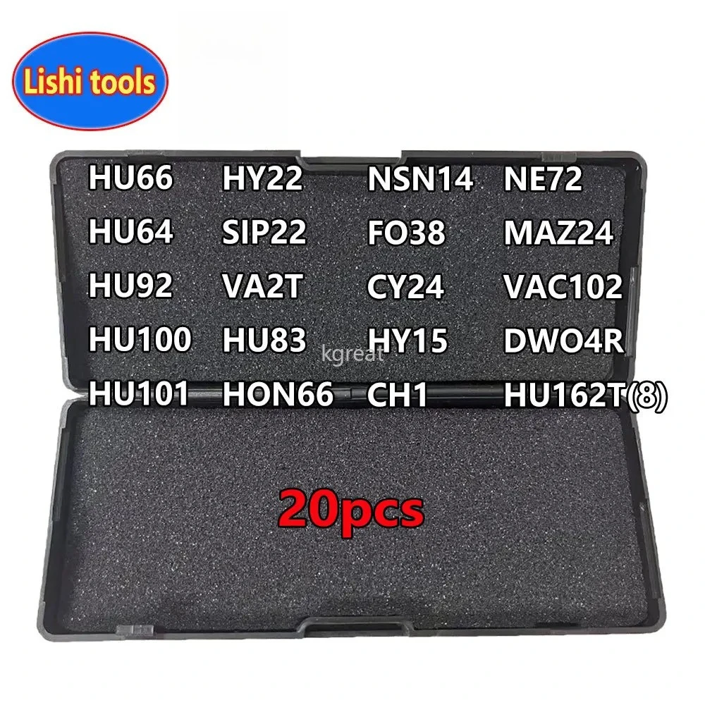 20pcs/set Lishi 2 in 1 Tools with 50pcs Bag HU64 HU66 HU92 HU100 HU101 HY22 SIP22 VA2T HU83 HON66 NSN14 FO38 CY24 HY15 CH1 DWO4R