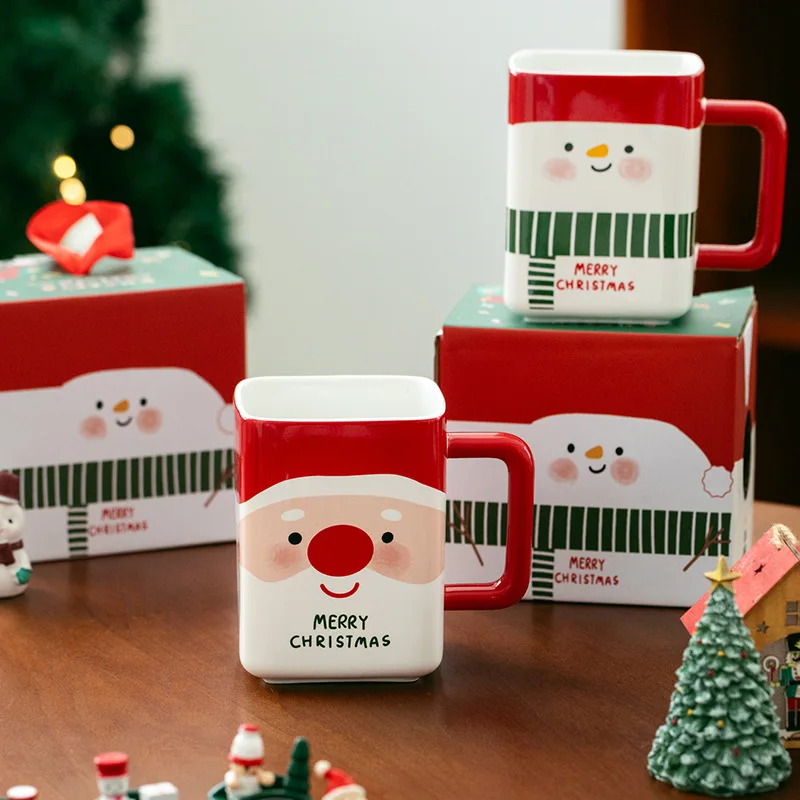 Creative Santa‑Claus Christmas Ceramic Mug, Practical Breakfast Coffee Water Cup, Festive Holiday Gift for Kids
