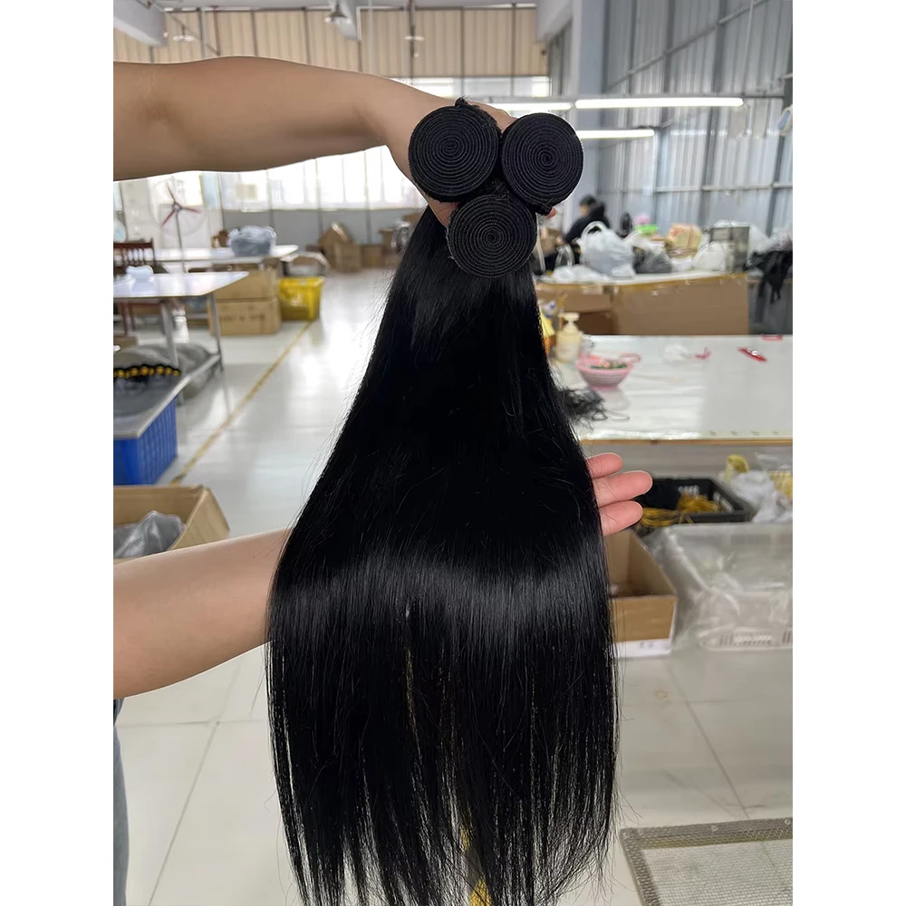 Silky Straight Human Hair Bundles Brazilian Virgin Hair Weave Natural Black Color 1/3/4 Pcs 10-30 Inch Remy Human Hair Extensions For Daily Use & Salon