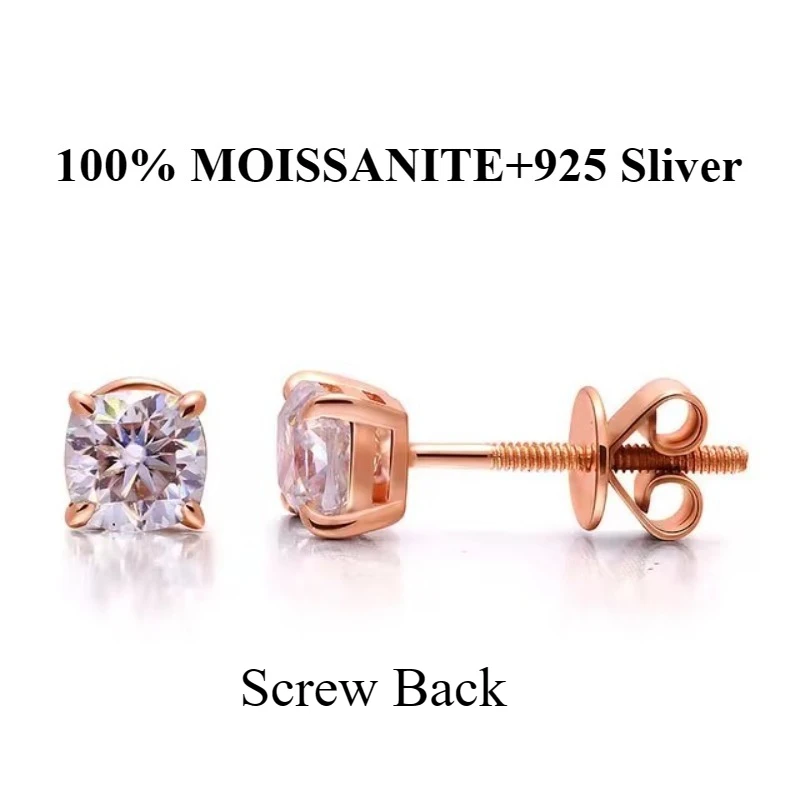 

100% муассанит, стерлинговое серебро 925 пробы, розовый муассанит, розовый бриллиант, серьги-гвоздики для женщин, серьги-гвоздики с драгоценными камнями