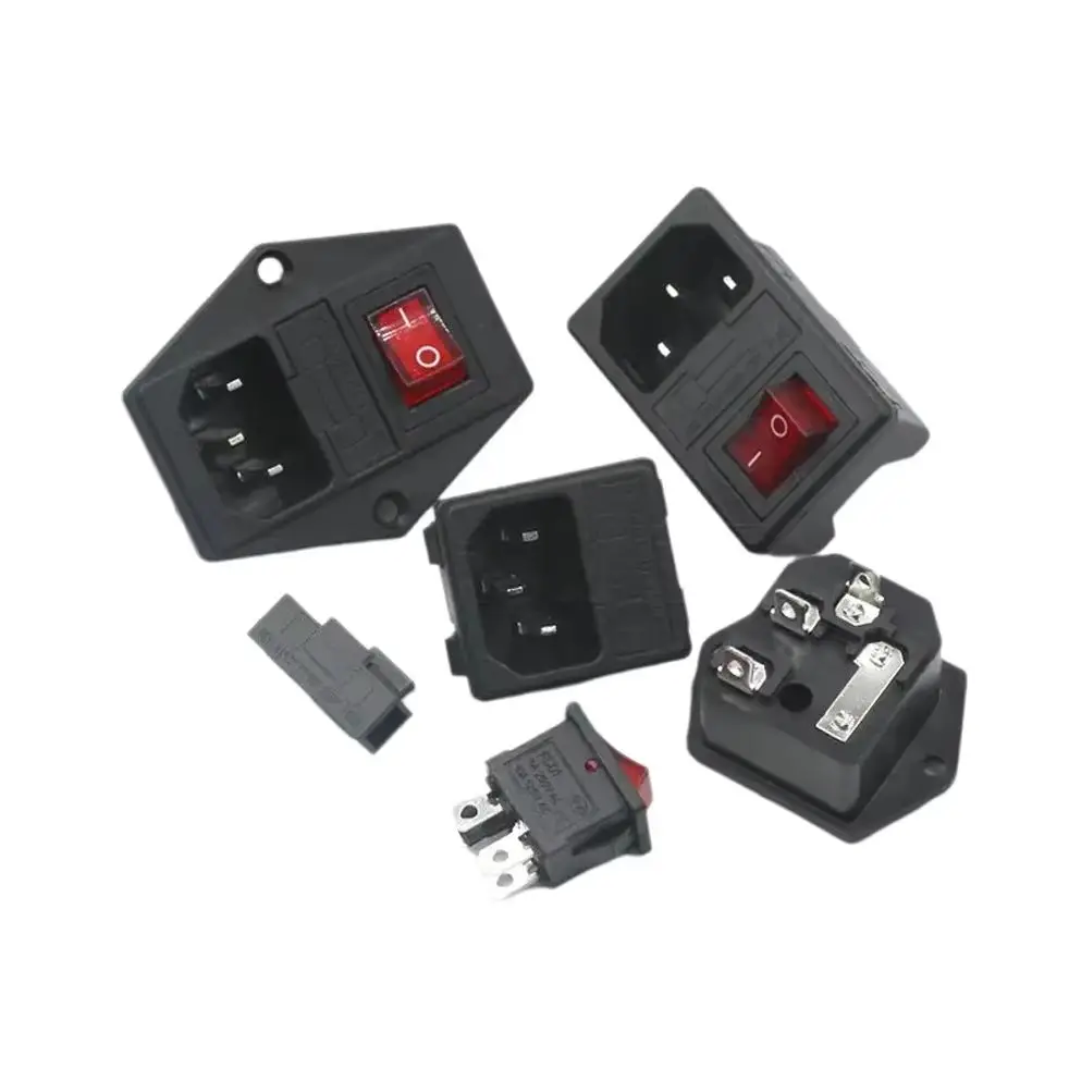 1PCS AC Three-core Plug Three-hole Socket Male/Female Header Charge-line Power-wire Pure Copper