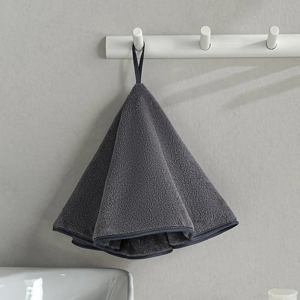 

2PCS Handkerchief Super Absorbent Round Kitchen Towel Hanging Larg Size Bath Towel Coral Fleece Soft Cleaning Cloth Restroom