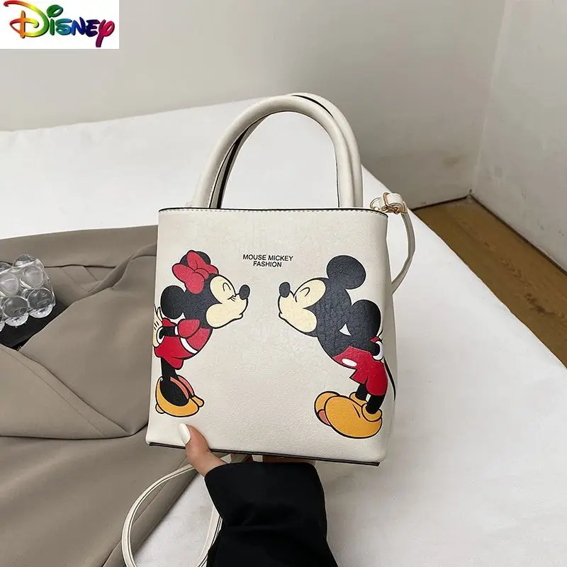 Bolso de mano de Mickey de dibujos animados de PU de alta calidad de moda de Disney para mujer, bolso de hombro Diagonal versátil de gran capacidad