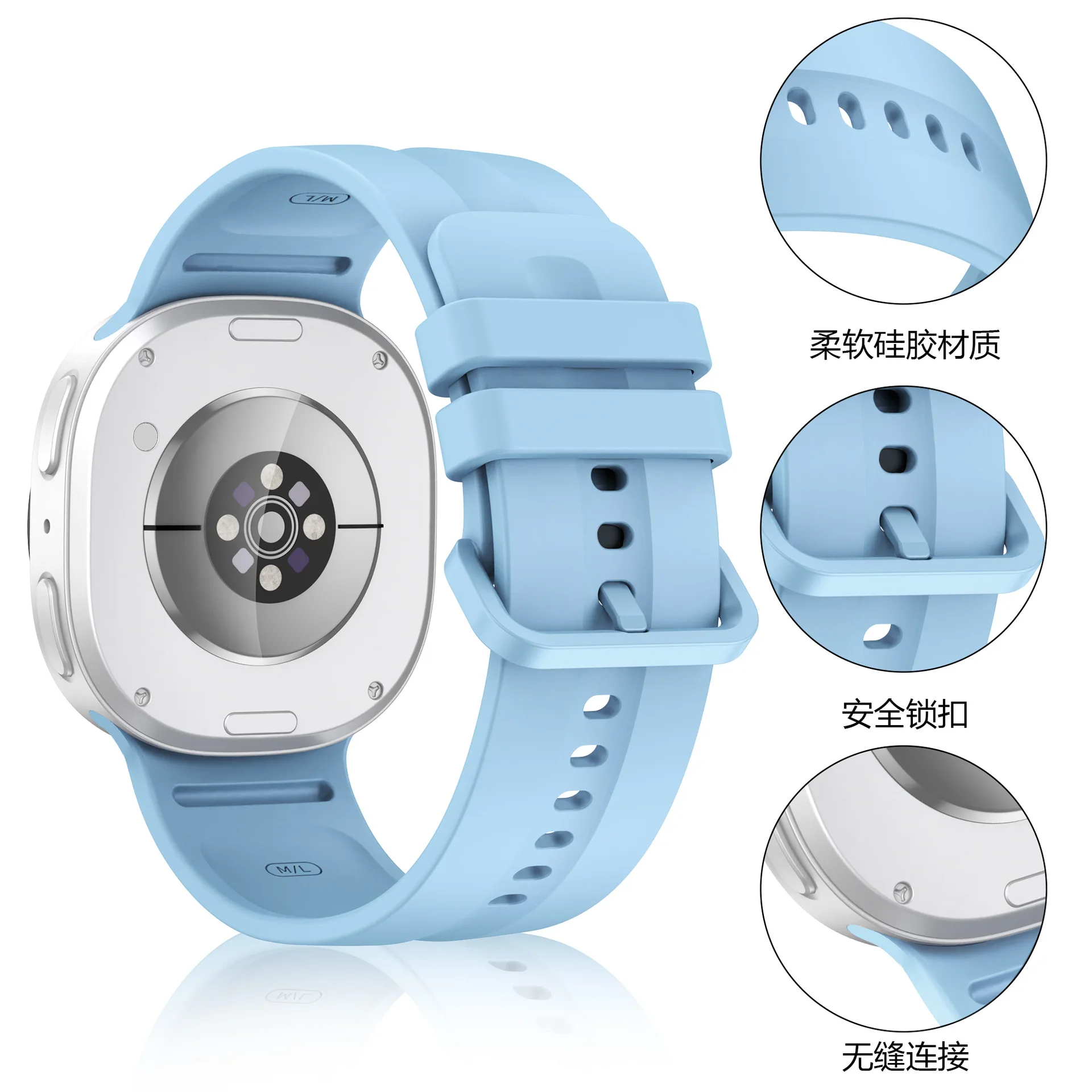Original Liquid Silicone Ultra Soft Touch Band For Samsung Galaxy Watch 9 8 40MM 44MM Band Breathable Wristband Sport Bracelet