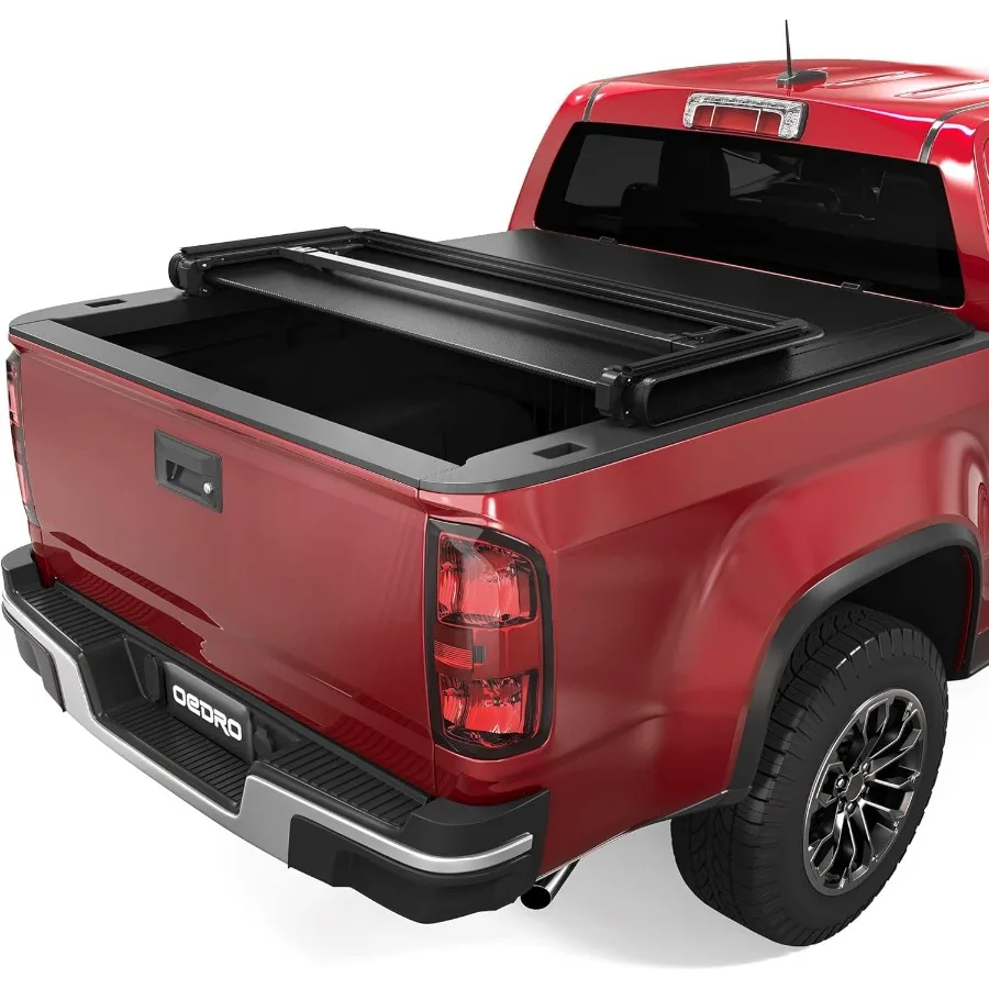 غطاء تونيو لسرير الشاحنة ثلاثي الطي الناعم لسيارة تشيفي كولورادو 20152025 وجي إم سي كانيون مع سرير 5.2 قدم مقاوم للعوامل الجوية وسهل التركيب