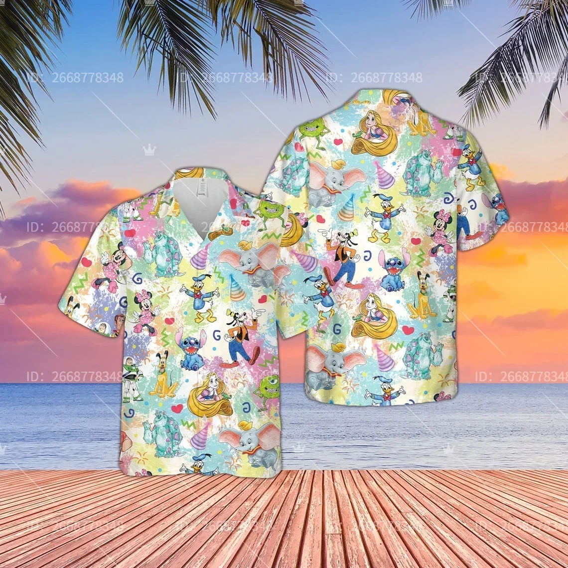 2024 Disney The Little Mermaid Men and Women Hawaii Shirt Ariel Fashion Short-sleeved Shirt Ariel and Friends Button Up Shirts