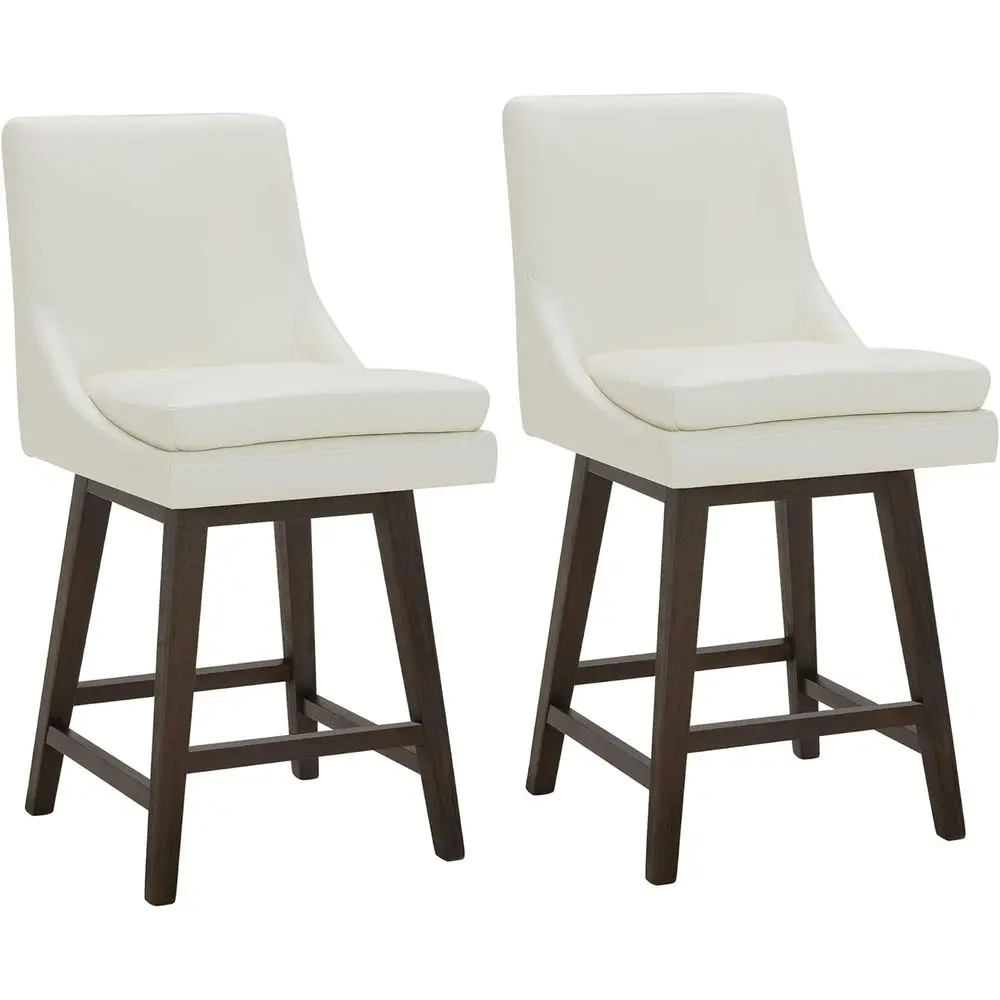 

Набор из 2 вращающихся барных стульев с обивкой из искусственной кожи, высота сиденья 26,8, белый