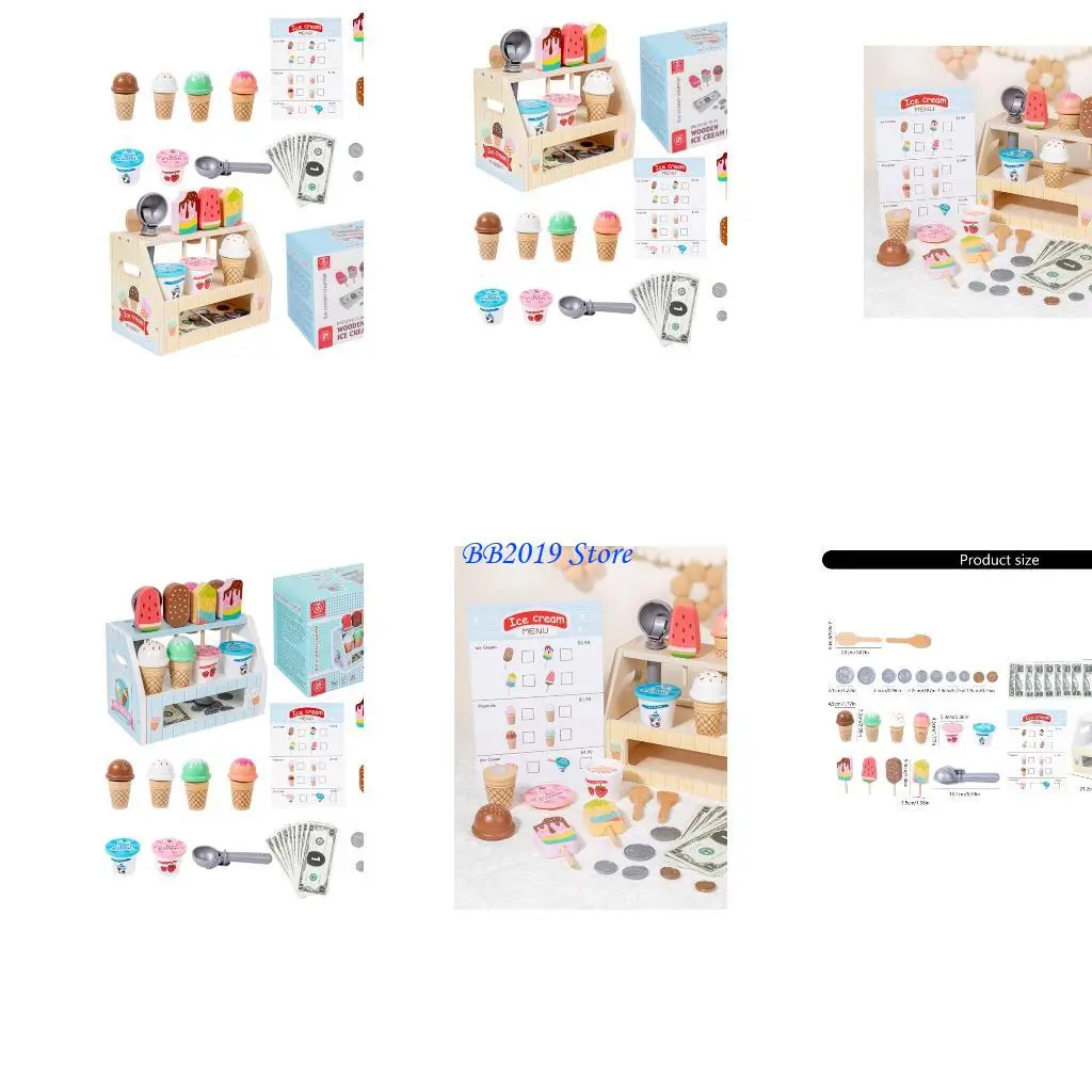 Q0KB Ice Cream Shop Playset per bambini Attività gioco immaginativo interattivo
