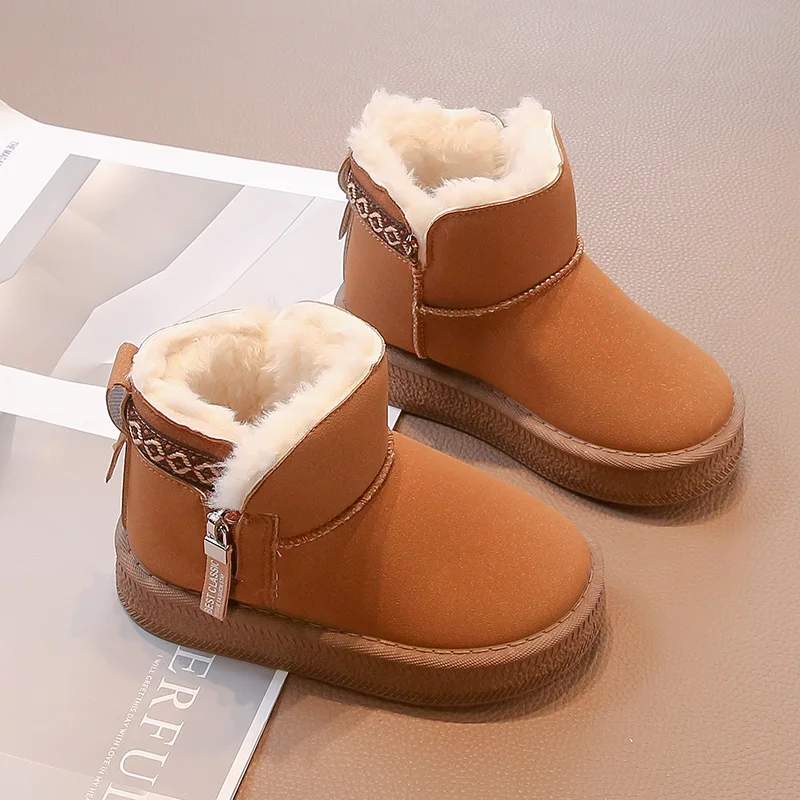 Novo clássico meninas botas para o inverno quente de pelúcia crianças moda causal tornozelo botas engrossado versátil crianças antiderrapante botas de neve