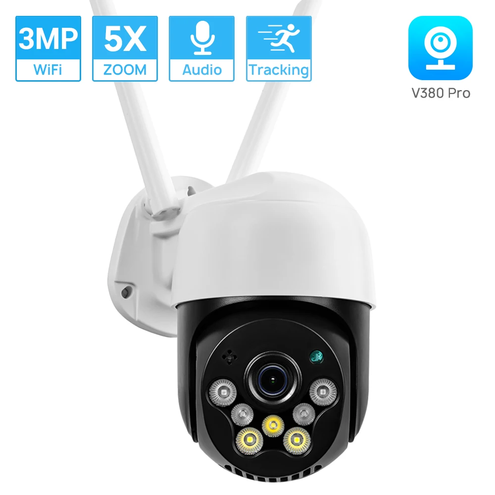 

HAMROLTE 3MP PTZ Wifi Camera 5X Digital Zoom Auto Tracking Wireless IP Video Outdoor AI Human Detection CCTV Camera V380 Pro