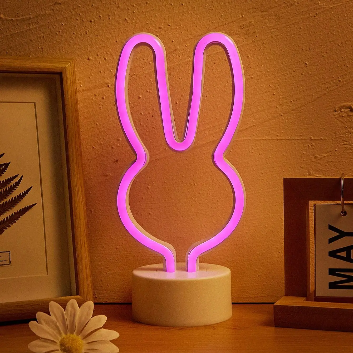 Chi-buy LED Neon Desktop rabbit ears  USB Powered Neon Signs Night Light 3D Wall Art Bedroom Living Room Decor Lamp Signs