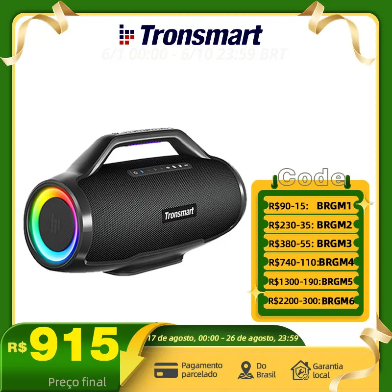 NO BRASIL -  Caixa som bluetooth Tronsmart Bang Max  🆘🇧🇷