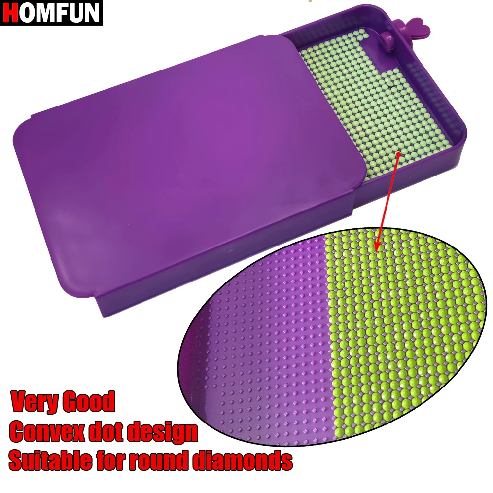HOMFUN Diamond Painting Suitable for Round Drill Tray, Slide cover Storage Box，5D Embroidery Accessories Tools Point Bead Plates
