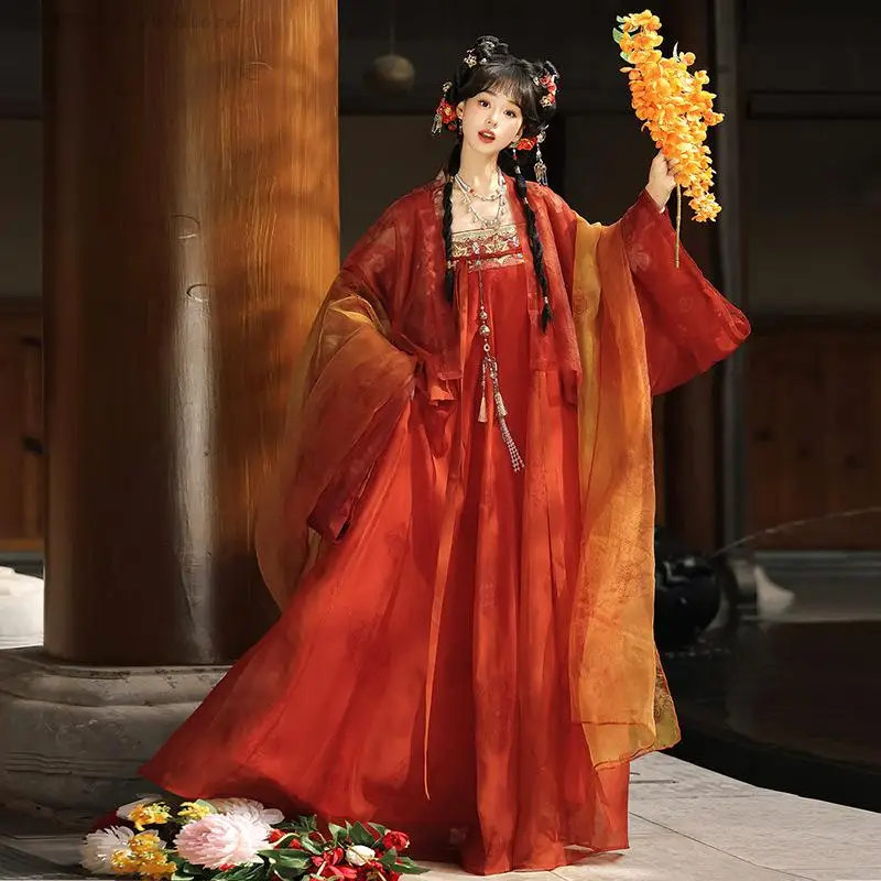 

Китайское платье ханьфу, женский карнавальный костюм, древний традиционный комплект ханьфу, карнавальный костюм феи принцессы династии Тан