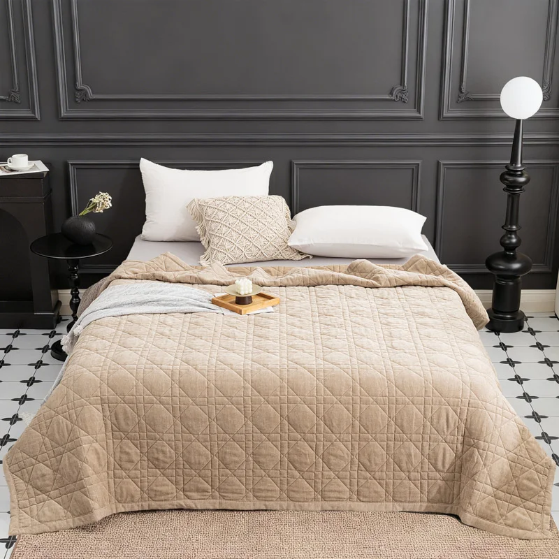 Solid Color Chenille Bedspread Quilt Quilted Bed Cover Mattress Protector Padding Coverlet Non-slip Sheet Home Bedding Decor
