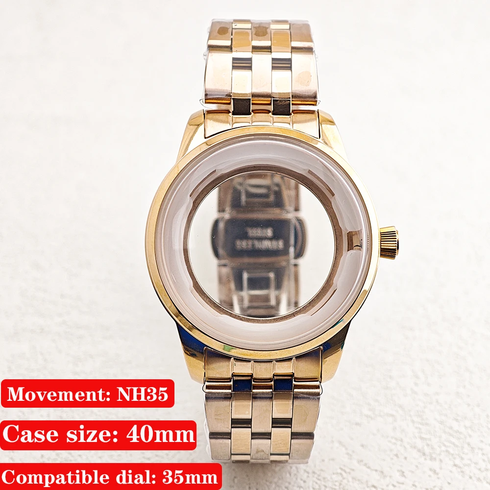 40mm cocktail style 904L stainless steel case mechanical watch modification and replacement case suitable for Presage NH35/NH36