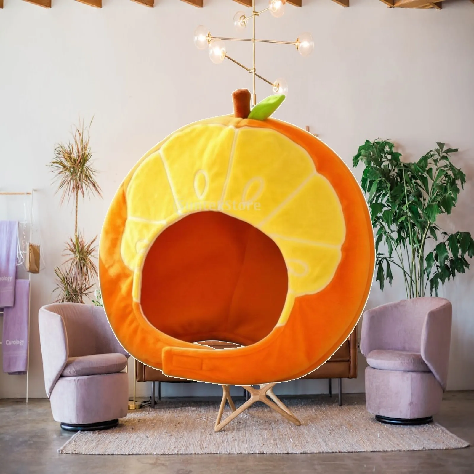 Whimsical Fruit Costume Hood with Face Hole for Themed Events Playful Plush Headwear for Kids