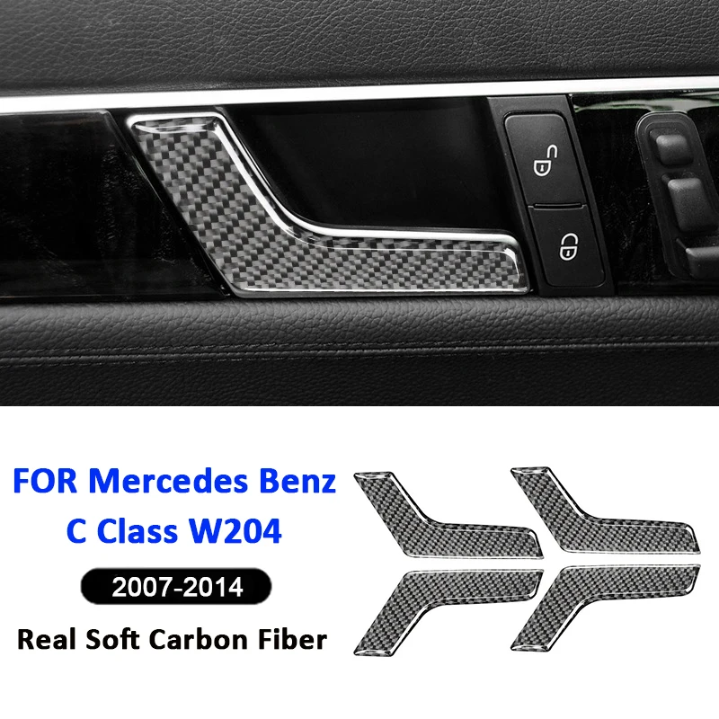 

For Mercedes Benz C Class W204 2007-2014 Carbon Fiber Car Door Inner Pull Handle Trim Strips Decorative Modification Sticker