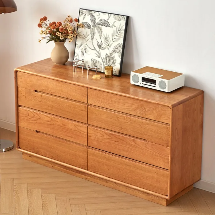 Gabinete de ocho cubos de nogal negro de América del Norte, gabinete de almacenamiento de madera maciza para dormitorio, gabinete simple de nueve cubos de troncos