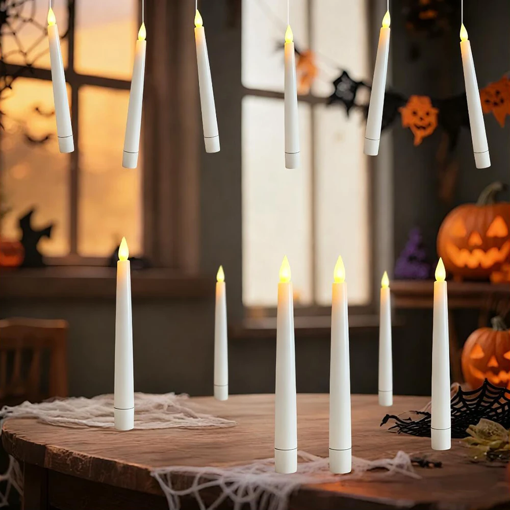 12pcs Hanging LED Candles, Flameless Candles with Magic Wand Remote, Flickering Warm Light LED Candle for Party Church Wedding ﻿
