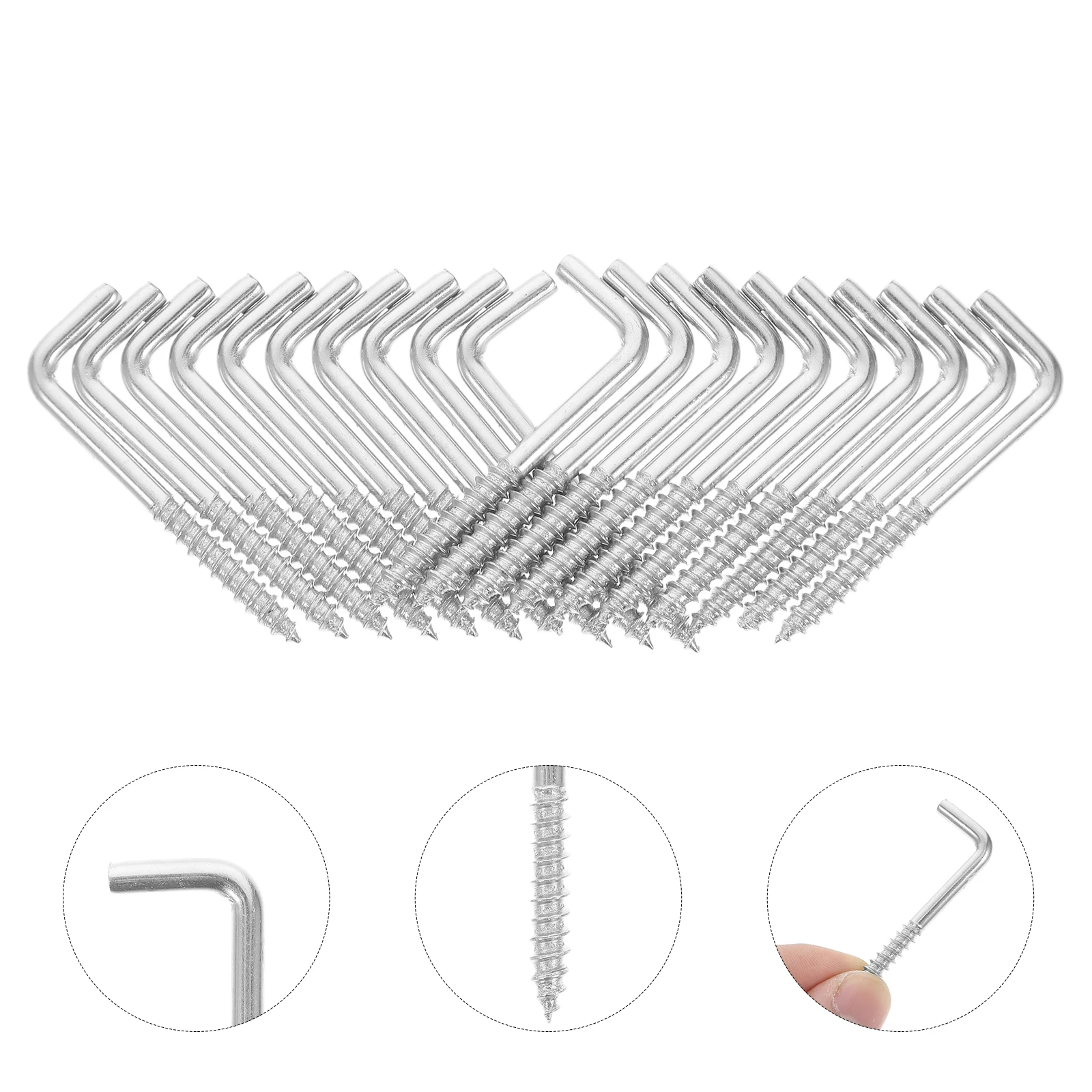 

20 pcs Heavy Duty L Shape Screw Galvanized Steel Wall Mounting For Hanging Jewelry Mirrors Pictures Metal Hooks Indoor Outdoor