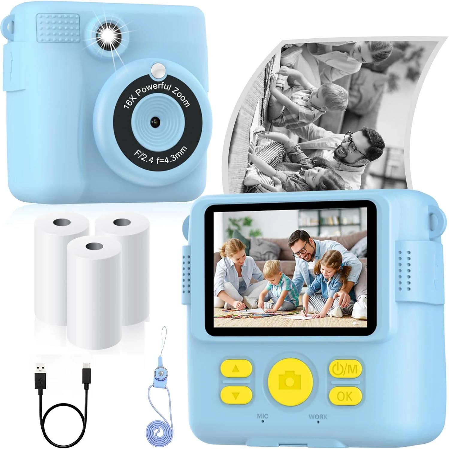 Instant Print Camera for Kids 2.4