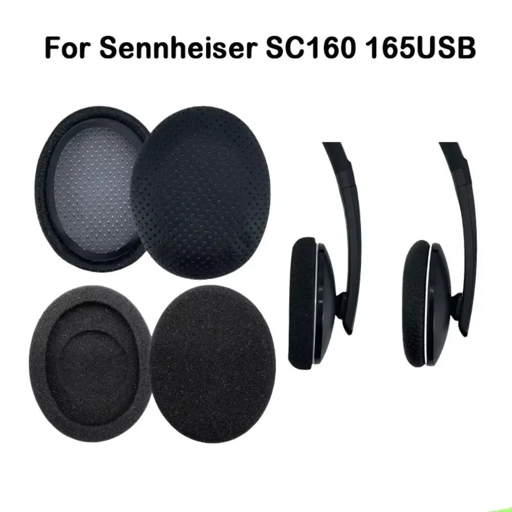 1 par de substituição esponja respirável proteína couro almofadas ouvido almofada para sennheiser sc 160 165 usb fone ouvido earpads