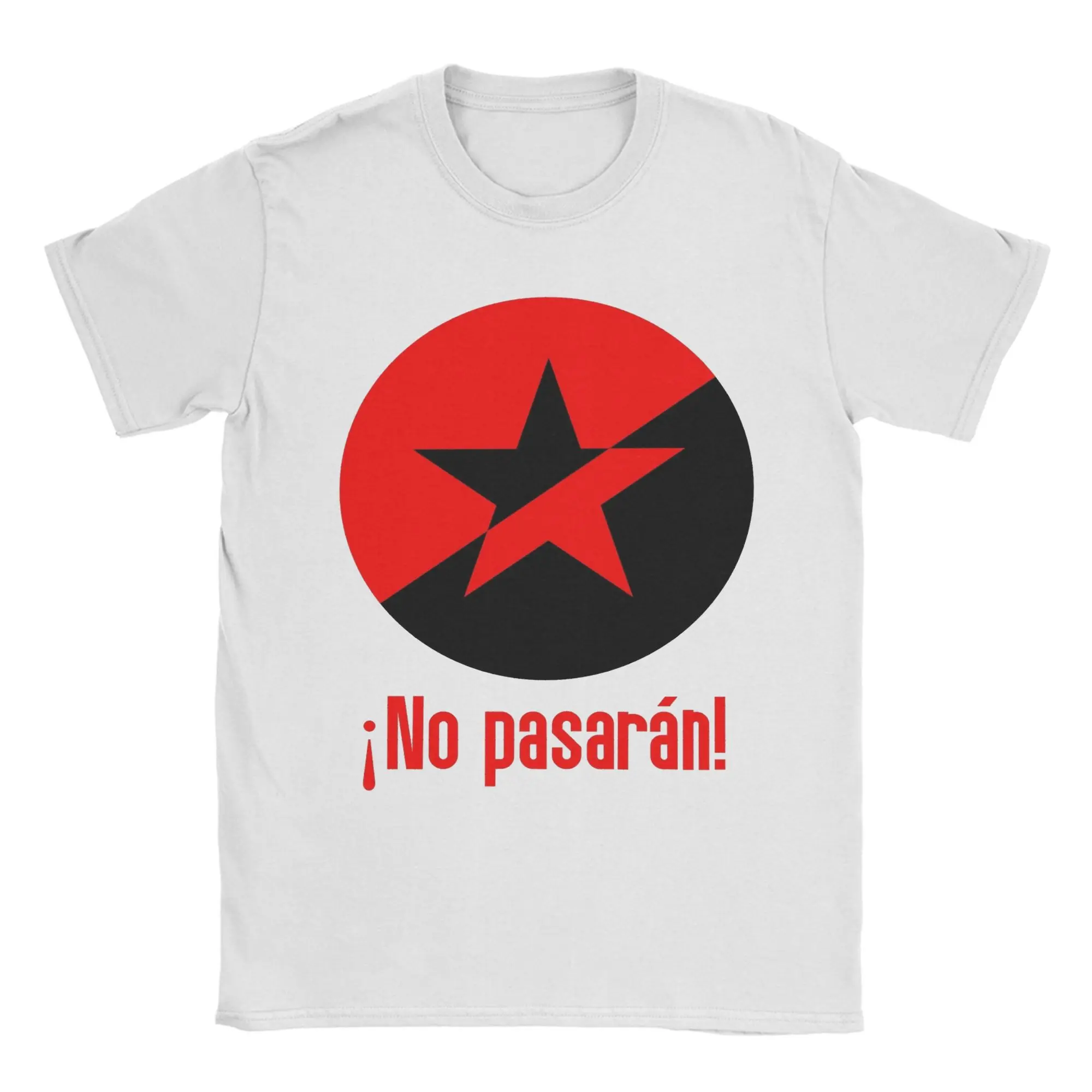 Antifa No Pasaran T Shirt for Men Women Pure Cotton Vintage T-Shirts Crewneck  Tees Short Sleeve Clothes Gift