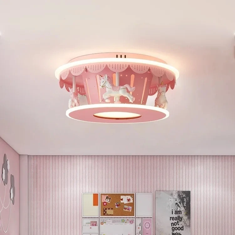 

Children's Bedroom Lamp Girl's Creative Warm Pink Room Princess Room Lamp Cartoon Ceiling Lamp