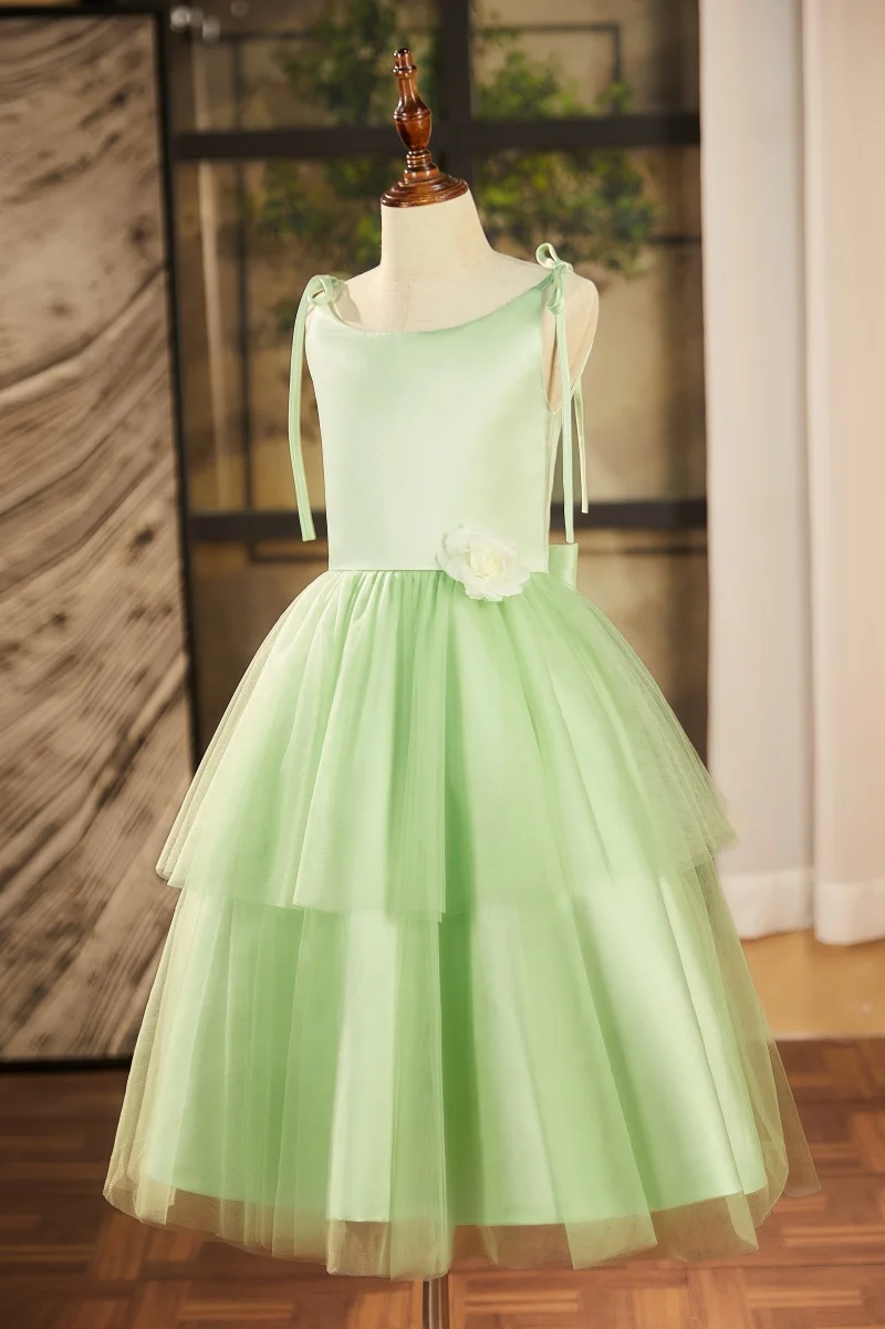 녹색 어린이 드레스 공주 드레스 소녀 투투 스커트 작은 호스트 피아노 공연 드레스 유치원 공연 스커트