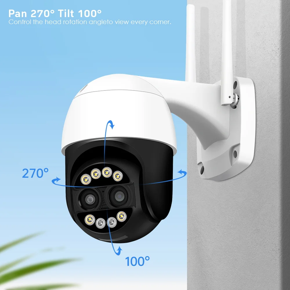 ANBIUX-Câmera de Vigilância Doméstica Inteligente, PTZ, IP, Zoom 8x, Lente Dupla, Detecção Humana, CCTV, WiFi, Ao Ar Livre, ICSEE, 8MP