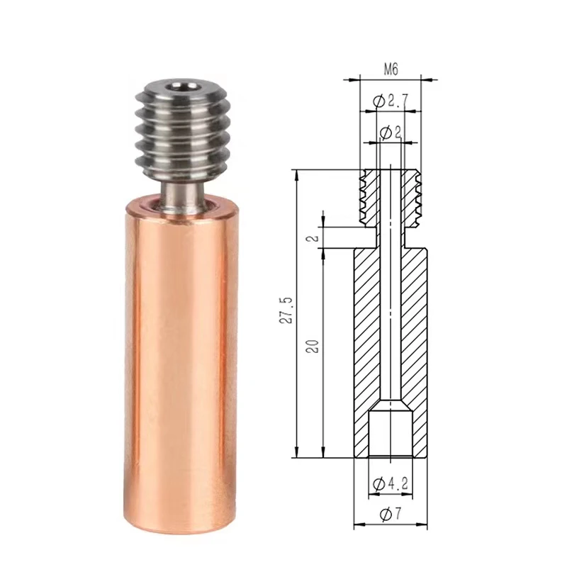 Bimetal Heatbreak For Ender3 Ender5 CR10s Titanium Alloy Copper Plated Throat Heat break For CR10s Ender 5/3 Hotend